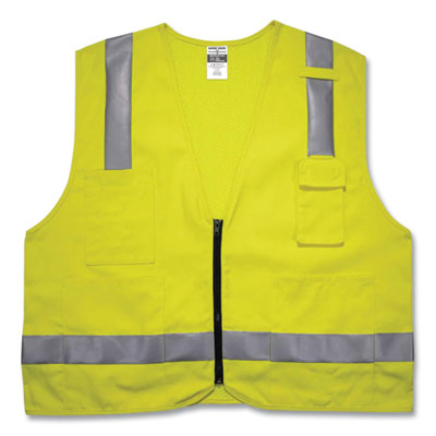 GloWear 8262FRZ Class 2 FR Surveyor Zipper Vest, Tencel/Modacrylic/Para-aramid/Kevlar, S/M, Lime, Ships in 1-3 Business Days