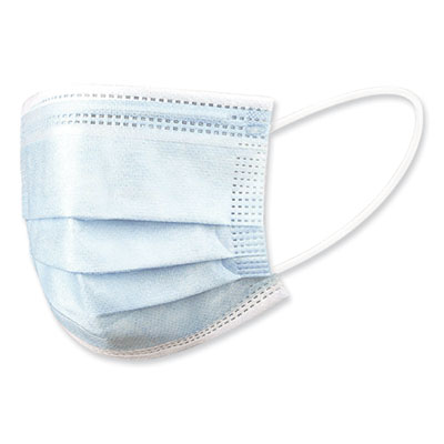 Three-Ply General Use Face Mask, Blue, 50/Box